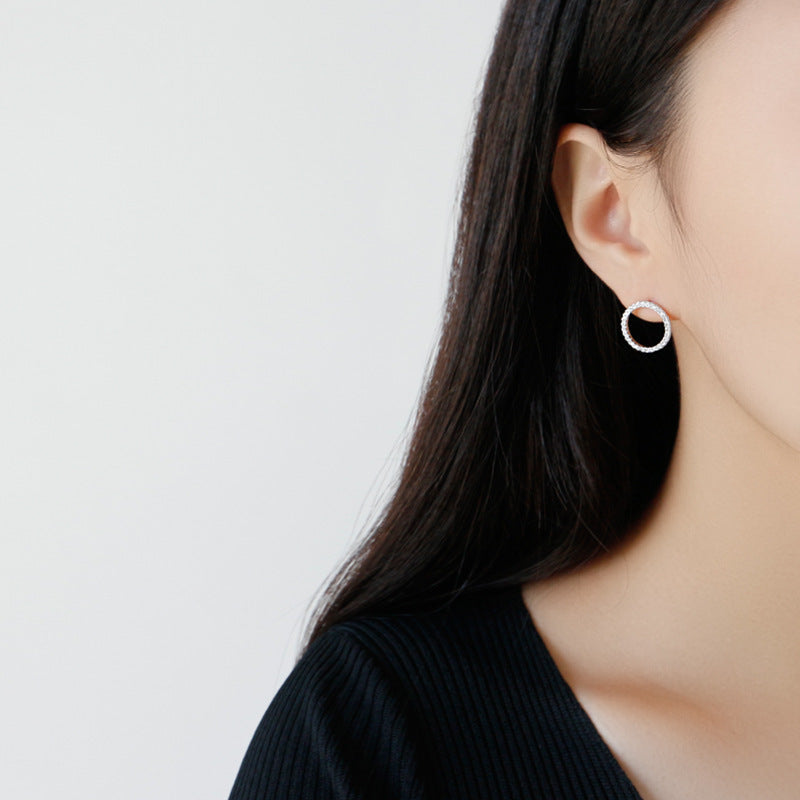 Round Full Rhinestone Stud Earrings