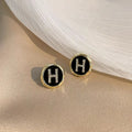 Enamel initial Letter H Earings