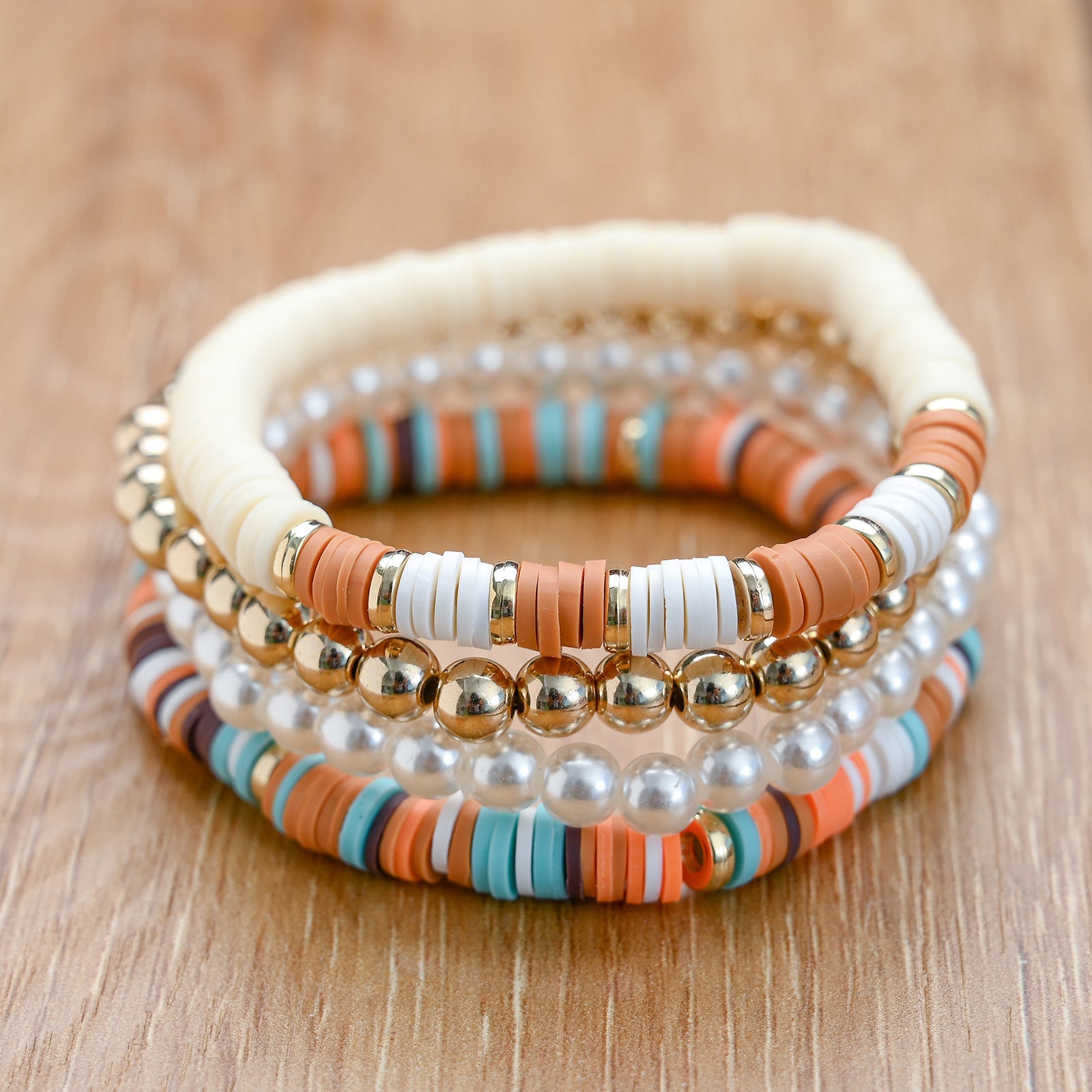 Bohemian Beaded Stretch Bracelets Colors Clay Beads