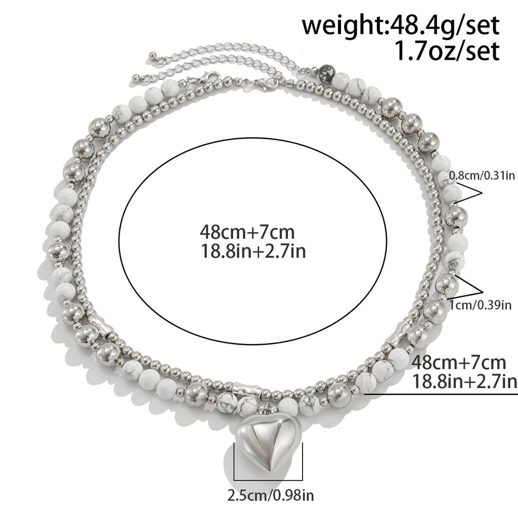 Layered Heart Pendant Beaded layer Necklace