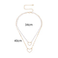 Love Heart Baroque Pearl Necklace Double Layer