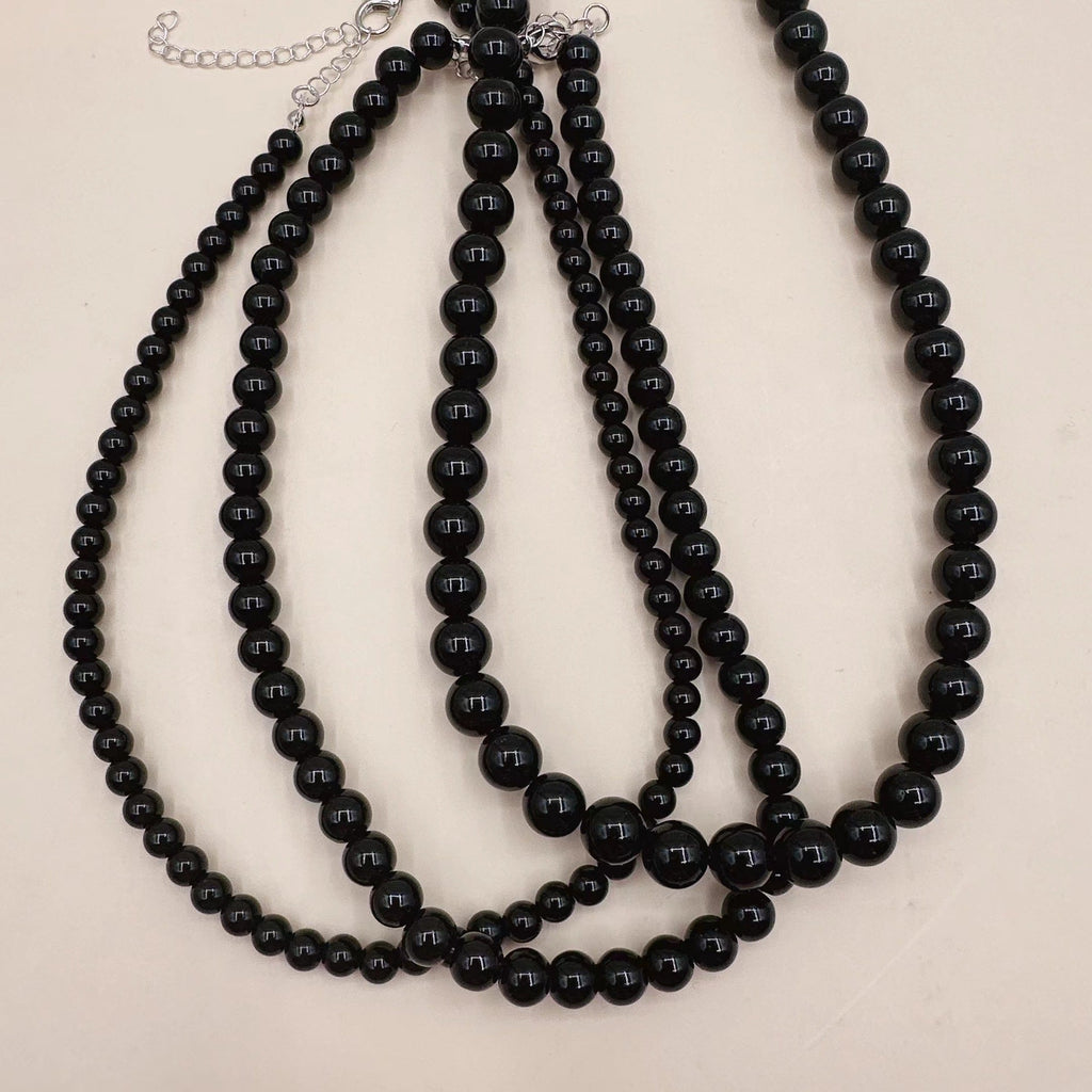 Red Black Glass Beaded Necklace for Women