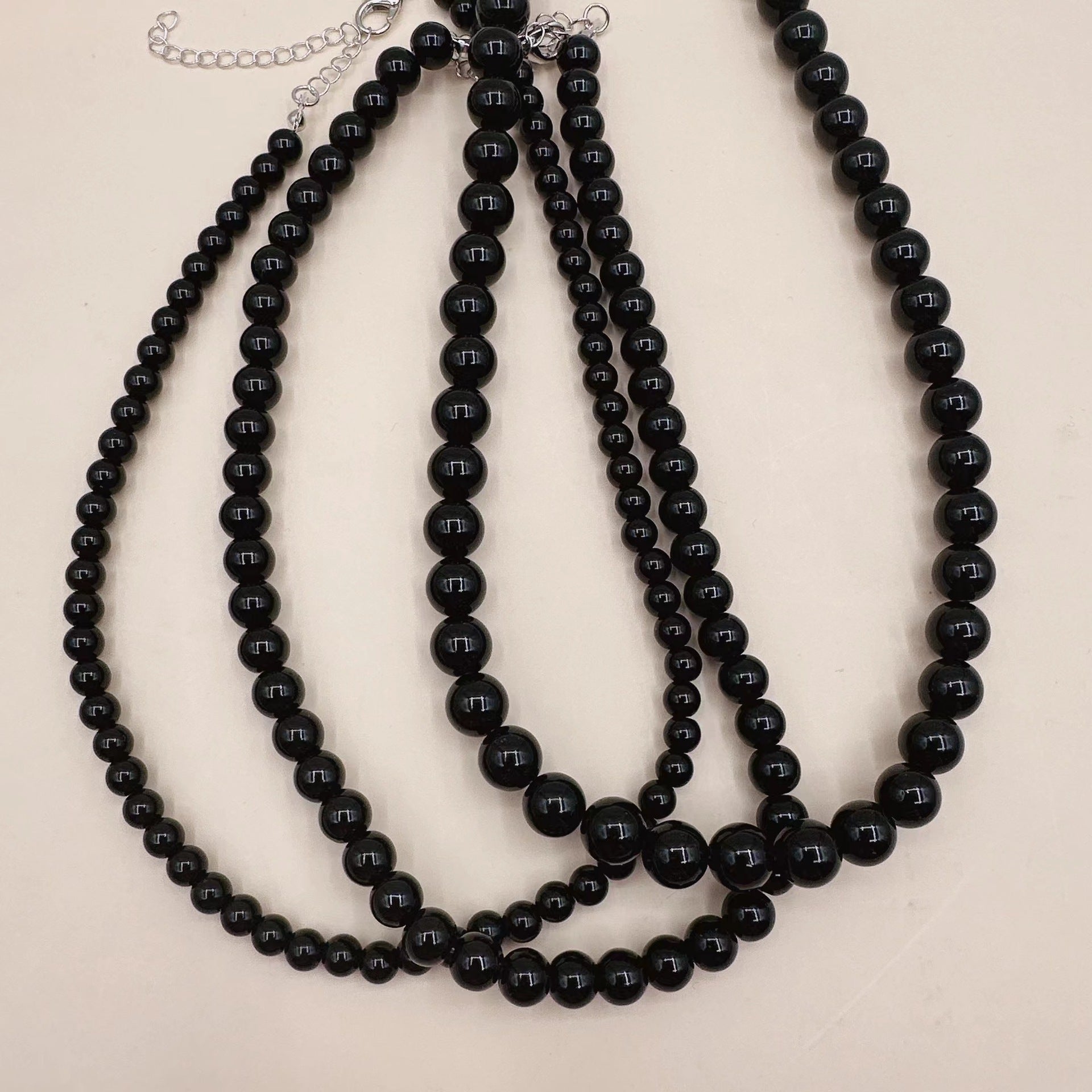 Red Black Glass Beaded Necklace for Women