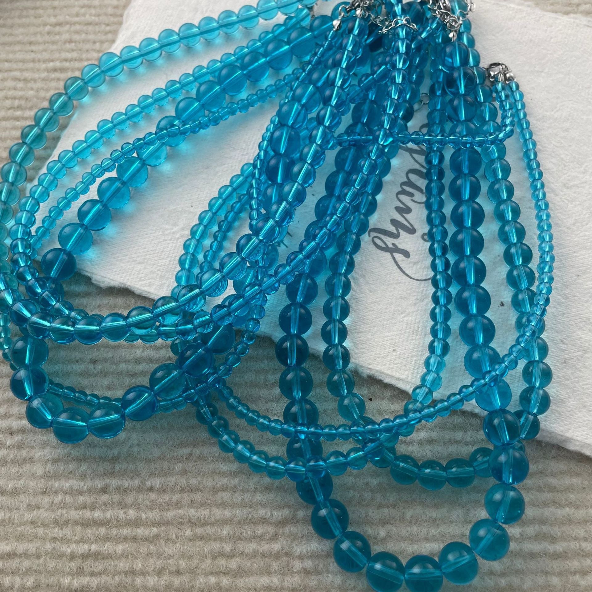 Blue Glass Bead Necklaces