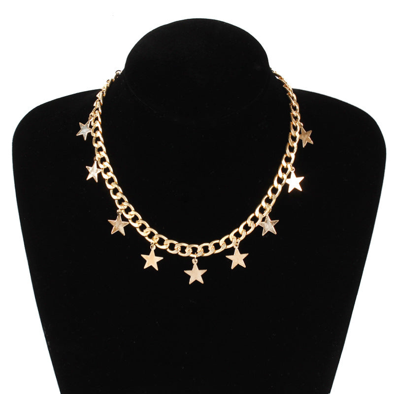 Star Charms Cuban Chain Necklace Jewelry