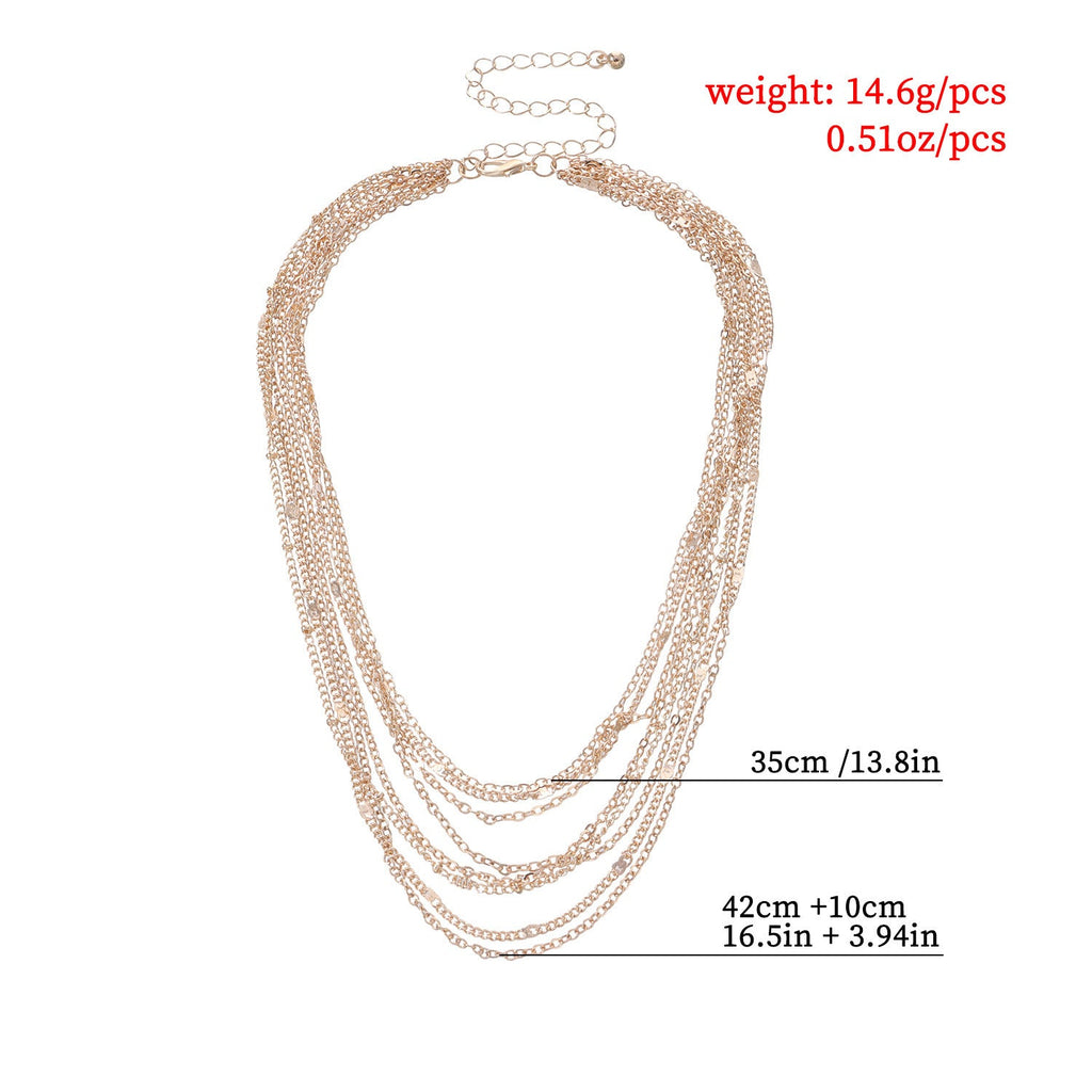 Multi Layer Tassel Metal Collarbone Chain Necklace
