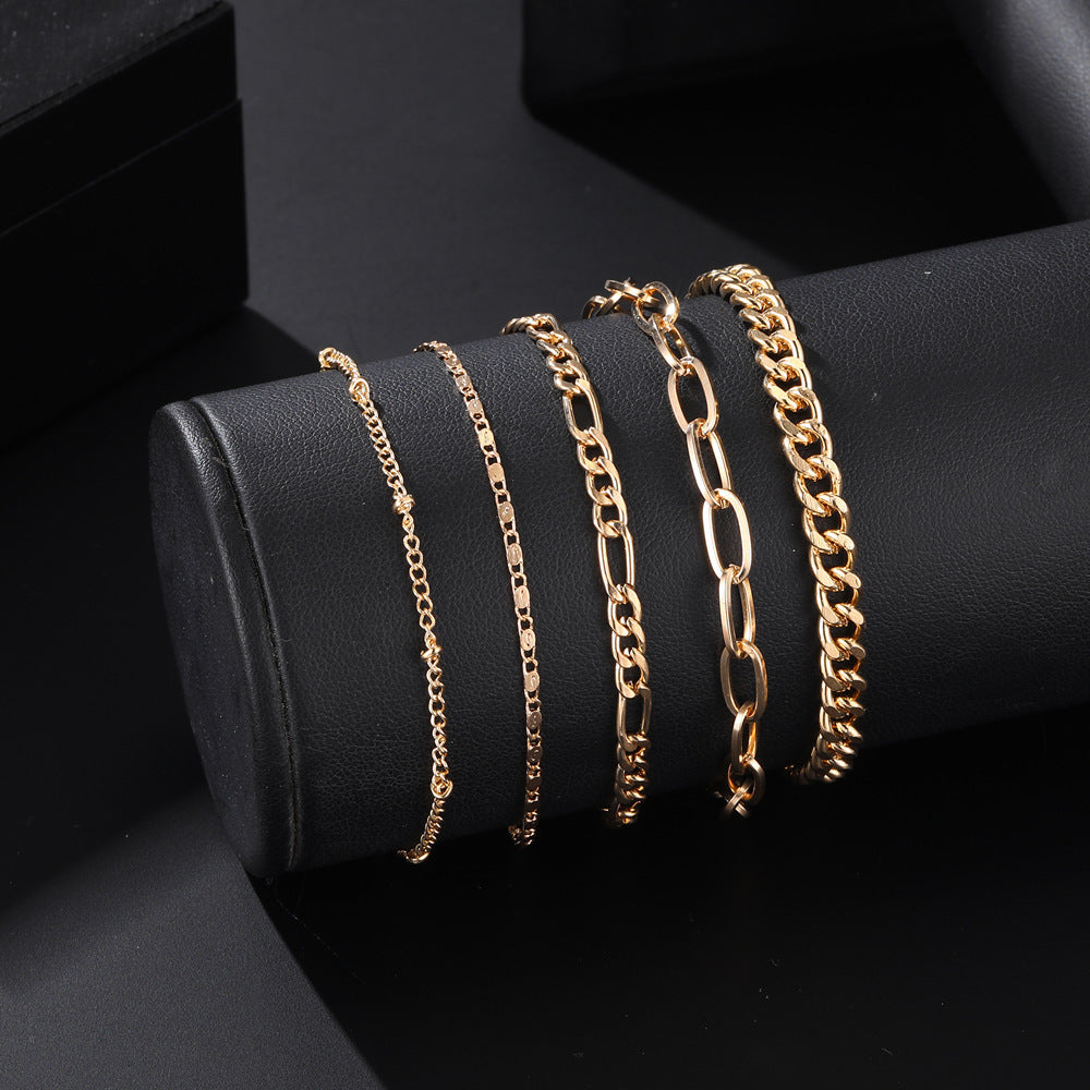 Simple Round Bead Chain Bracelet Set
