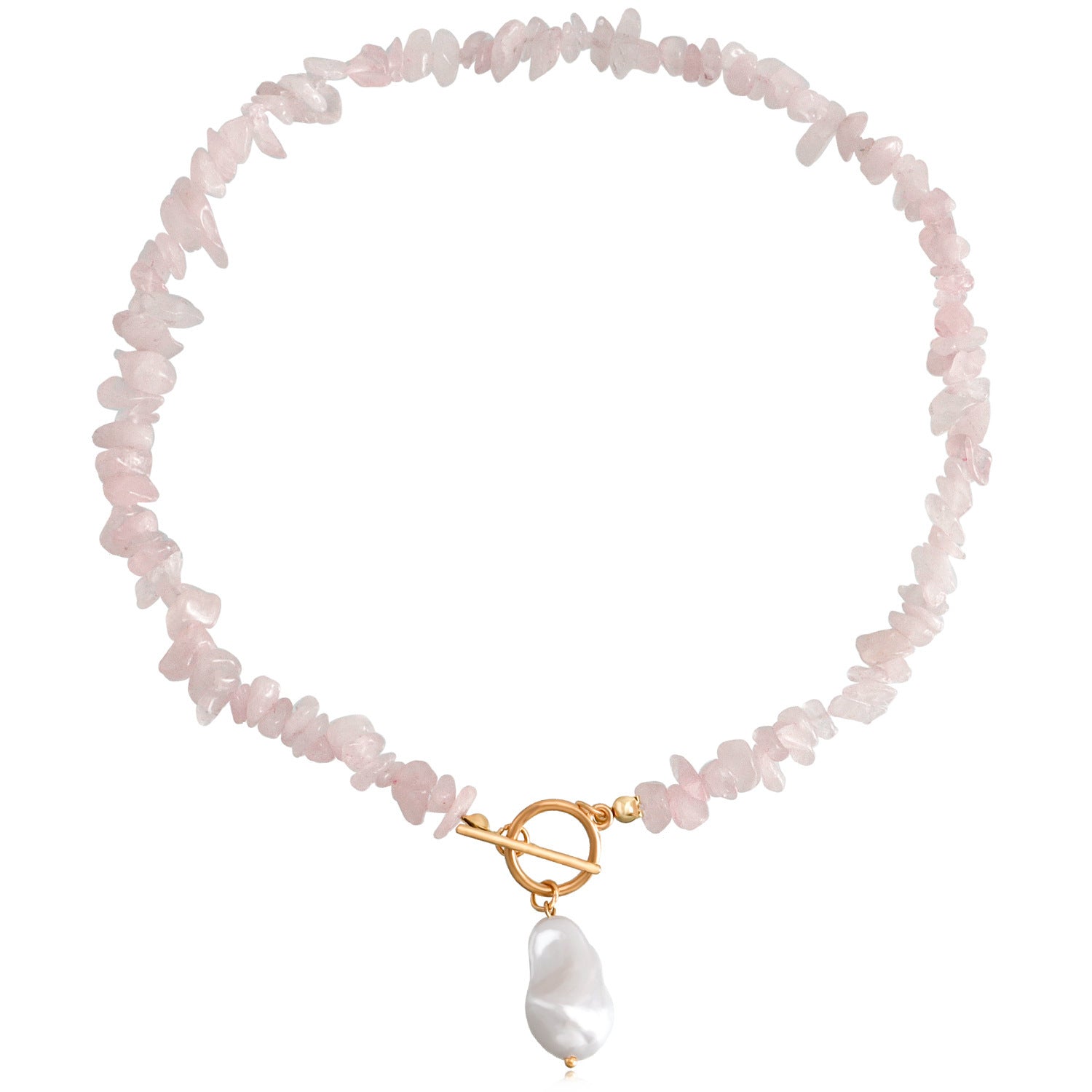Natural Gravel Gemstone OT Buckle Necklace