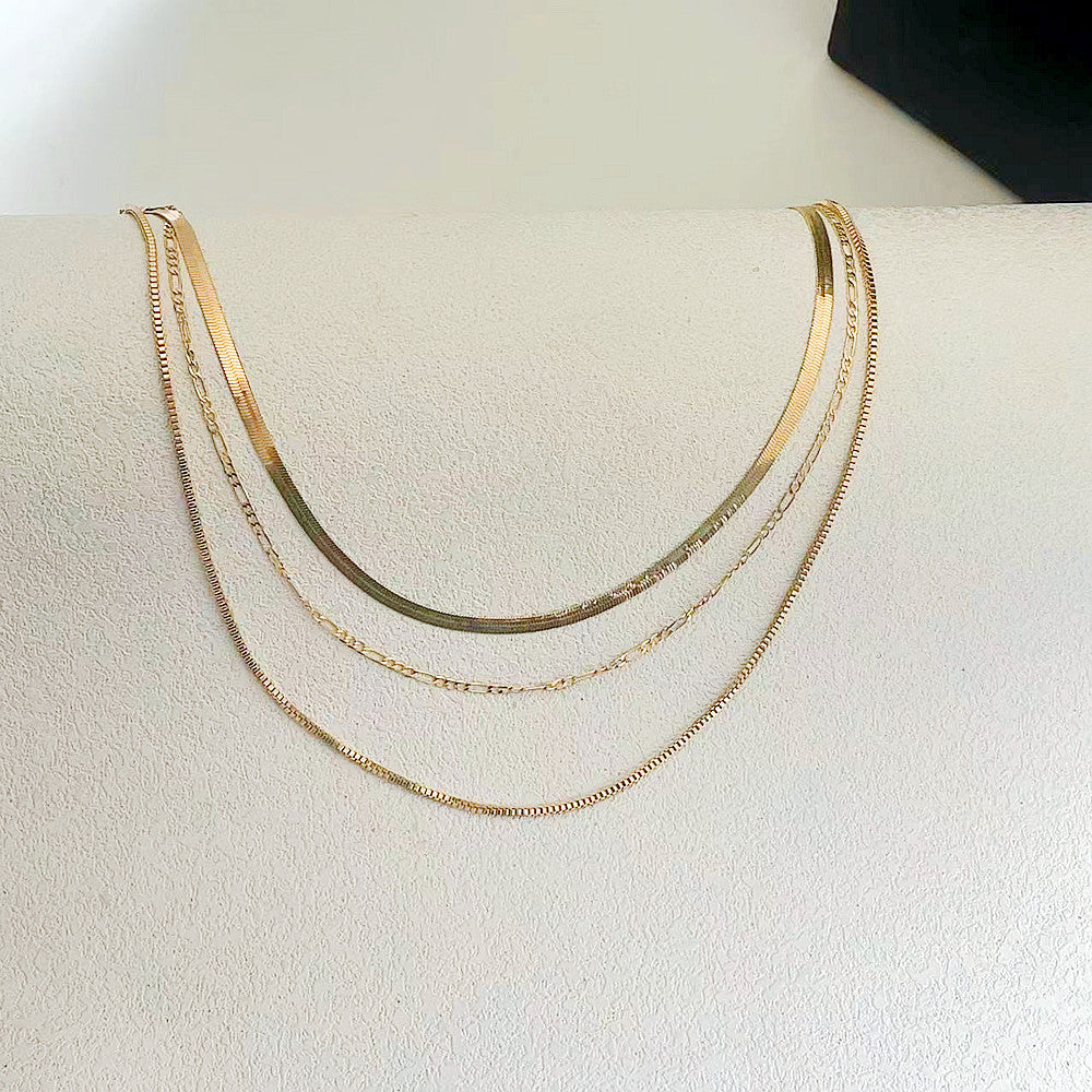 Versatile Cuban Multilayer Figaro Chain Necklace