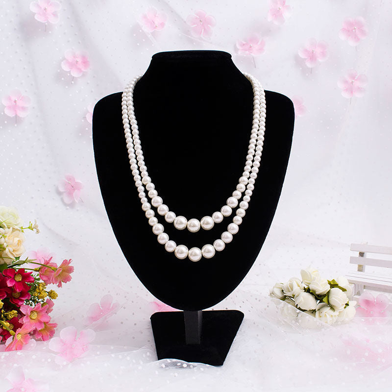 Multi-Layer Pearl Statement Bridal Choker Necklace for Wedding Party Jewelry