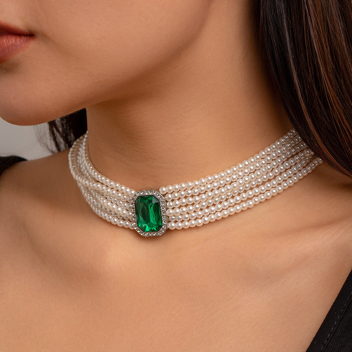 Elegant Multi Layered Layered Stone Necklace