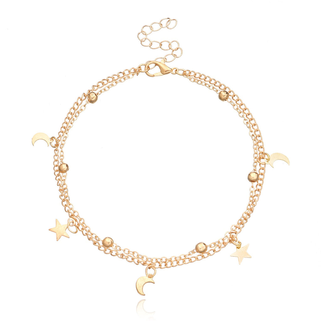 Summer Beach Sexy Double Layered Round Beads Star Feet Chain