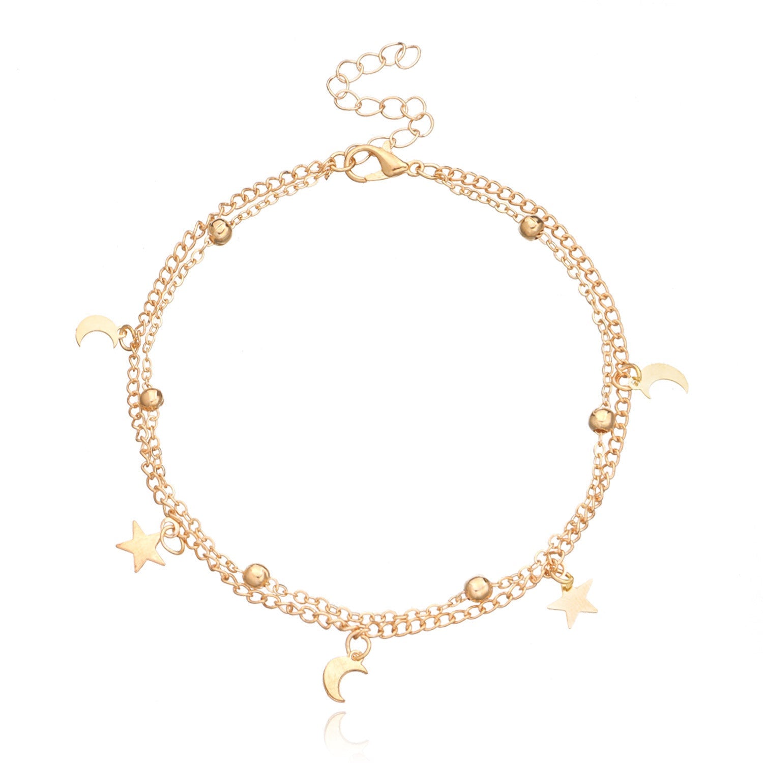 Summer Beach Sexy Double Layered Round Beads Star Feet Chain