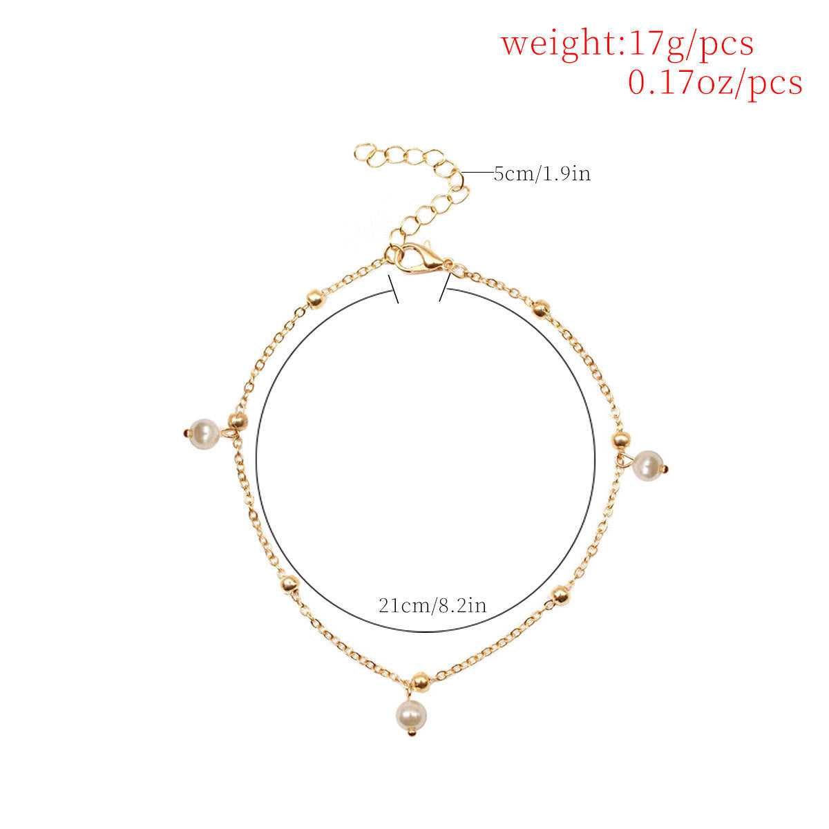 Double Layer White Pearl Beaded Anklet Jewelry