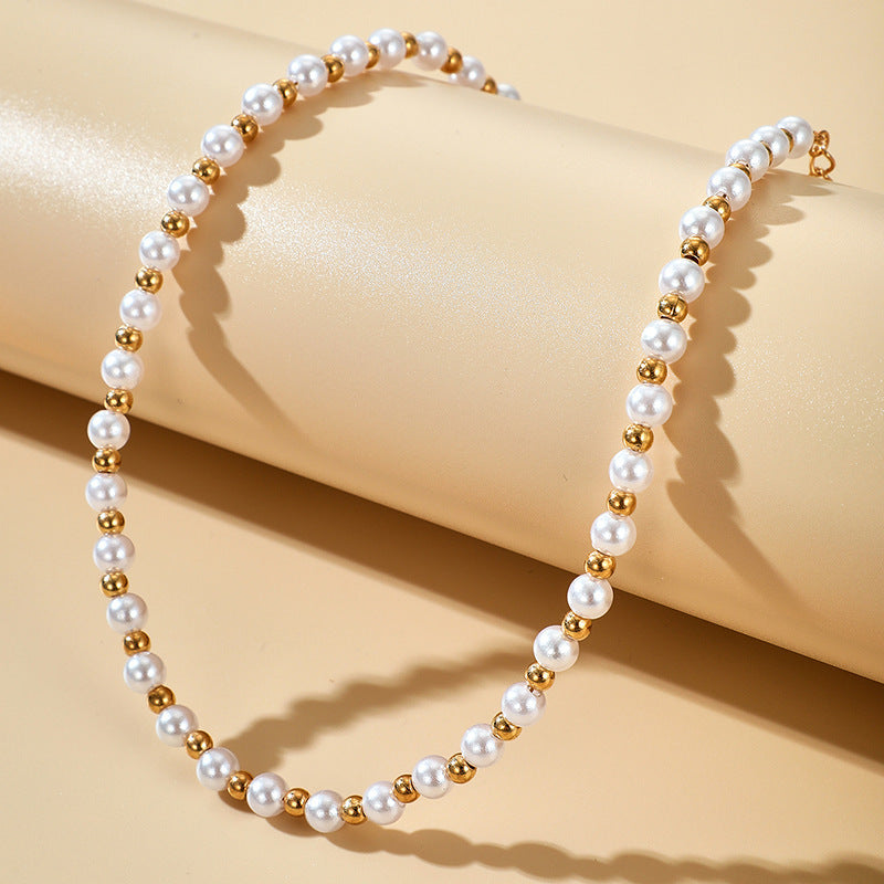 Simple Women Jewelry Gold Plated Bead Necklace Choker