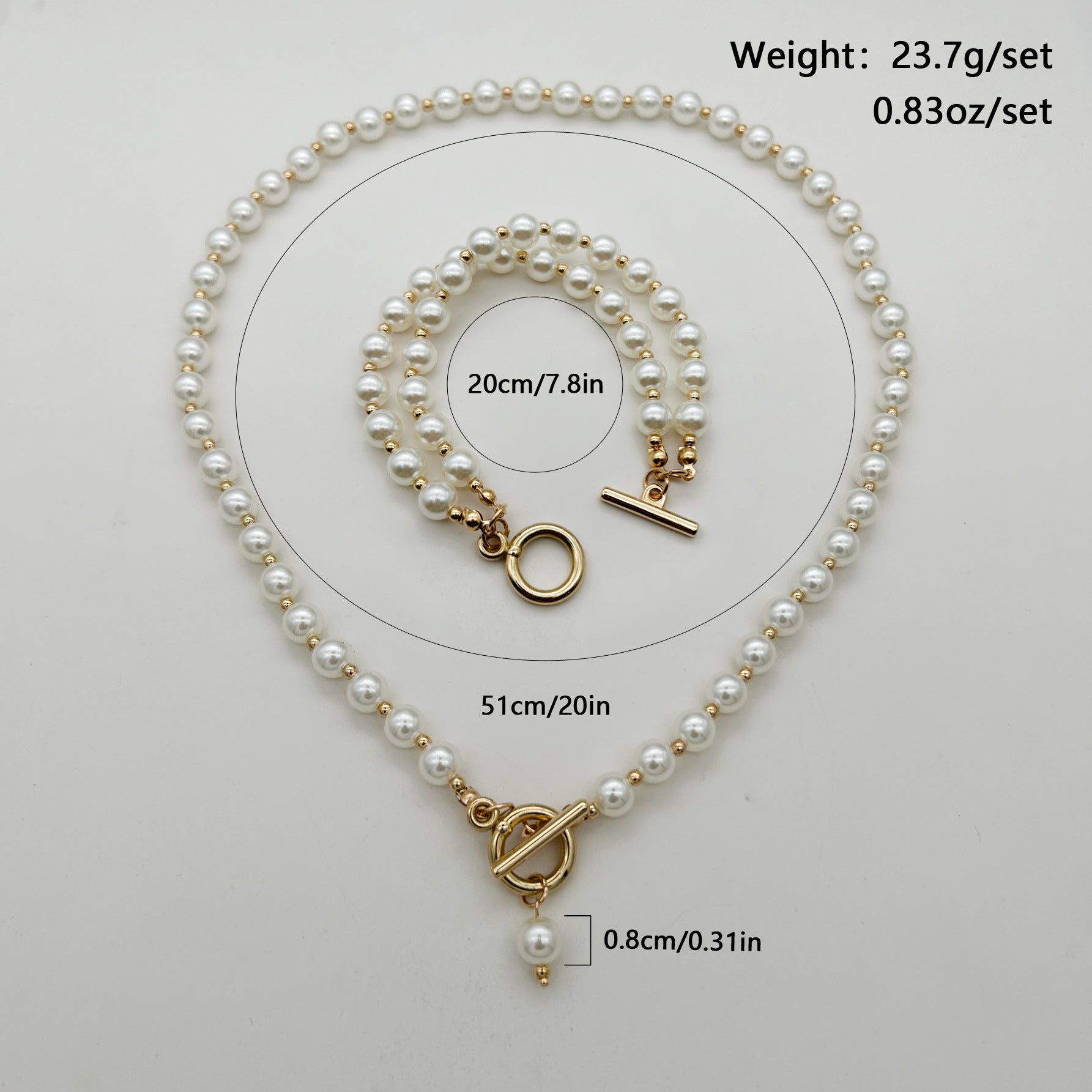 Imitation Pearl Pendant Necklace Bracelet