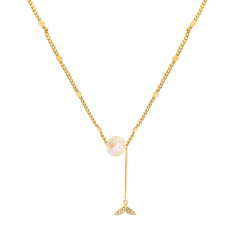 Single Pearl Fishtail Pendant Necklace