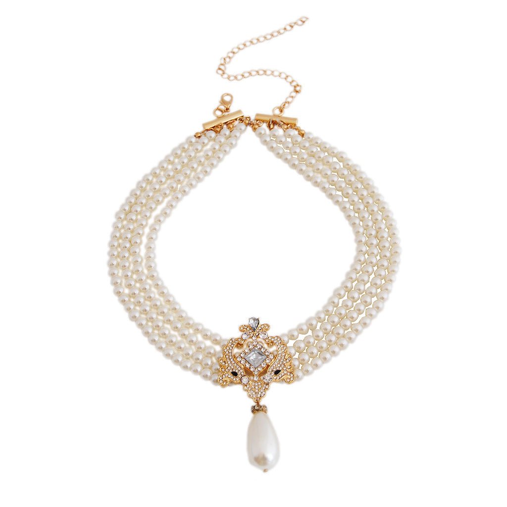 Multi Strand Chokers Beaded Pearl Necklace for Women