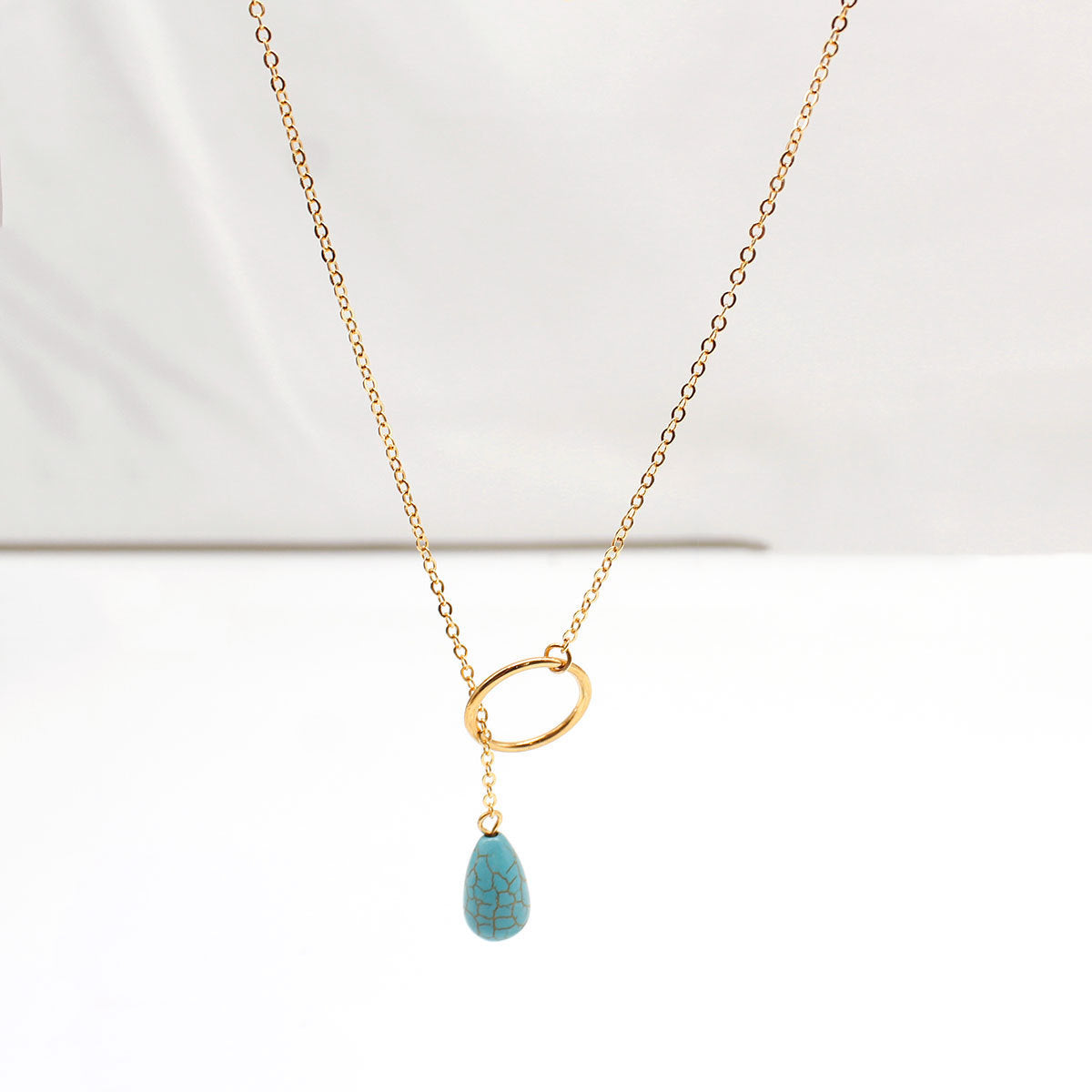 Turquoise Circle Ring Necklace