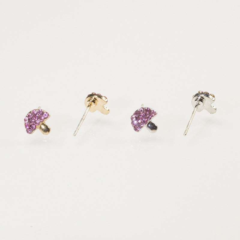 Mushroom butterfly stud earrings set