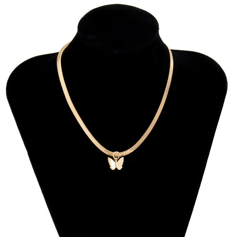 Boho Butterfly Pendant Necklace Elegant Simple Chain