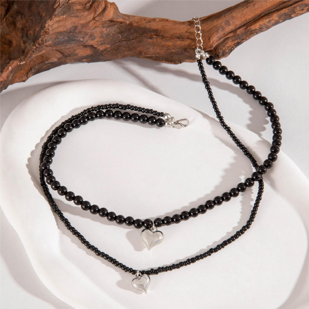 Heart Pendant Black Short Choker Necklaces