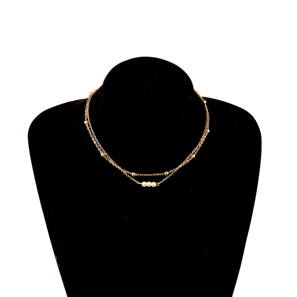 Double Layered Pearl Bead Necklace Jewelry