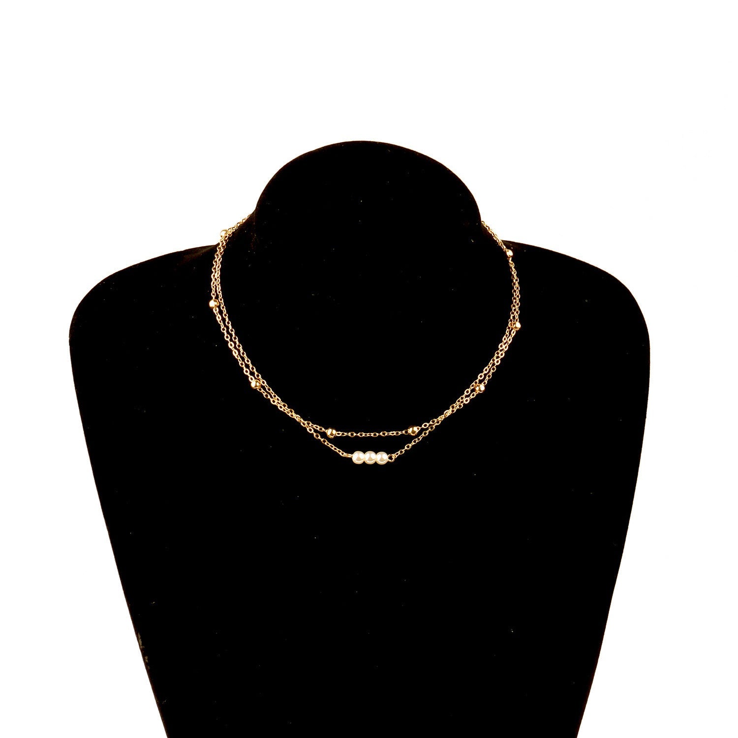 Double Layered Pearl Bead Necklace Jewelry