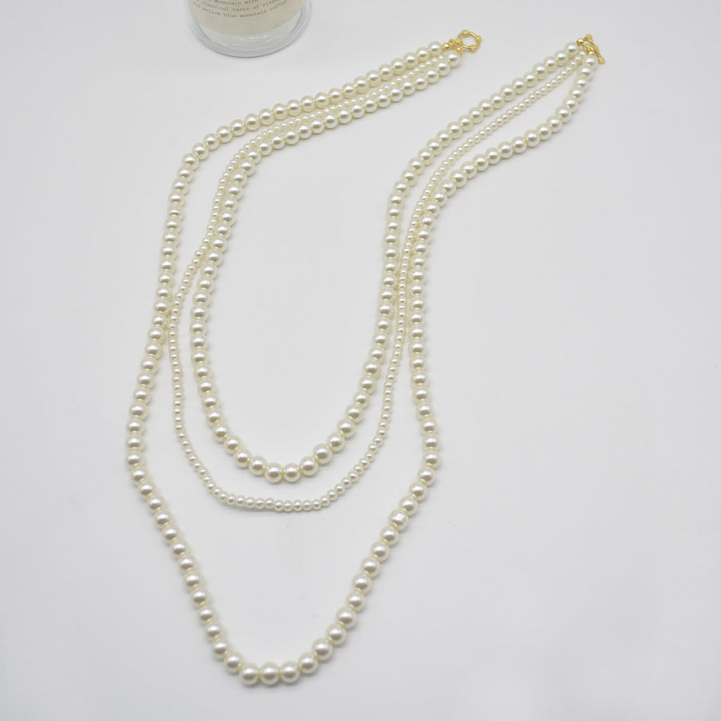 Fashion Retro Multi-layer Chain Beads Layered Necklace Pearl Necklace