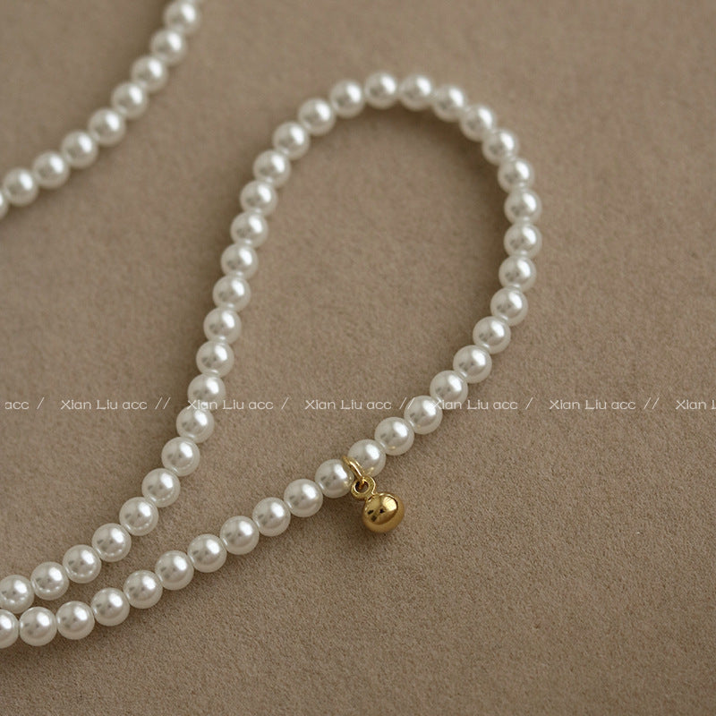 Vintage Style Simple Pearl Chain Choker Necklace for Women