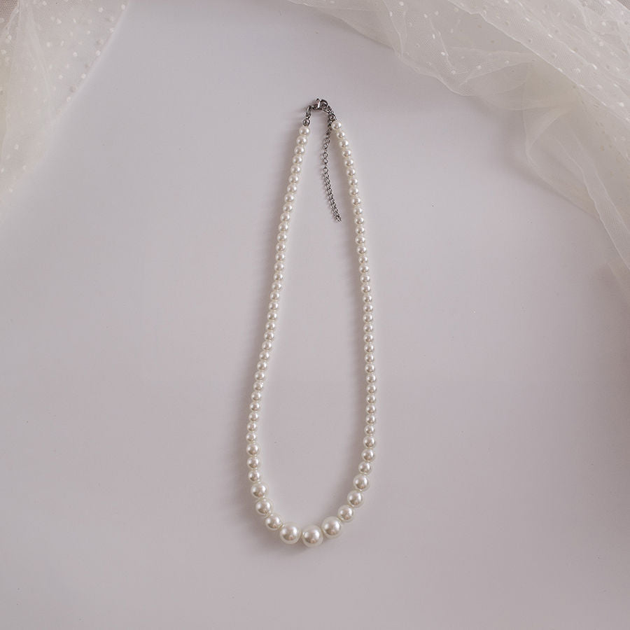 Round Glass Imitation Pearl Necklace Wedding Pearl Necklace