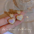 Heart Pearl Charm Drop Earring Earrings