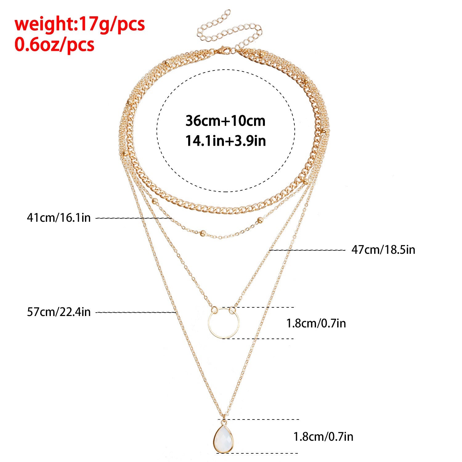 Water Drop Stone Circle Fashion Pendant Necklace