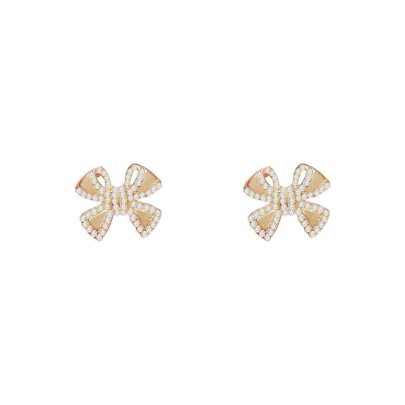 Pearl Bowknot Stud Earrings