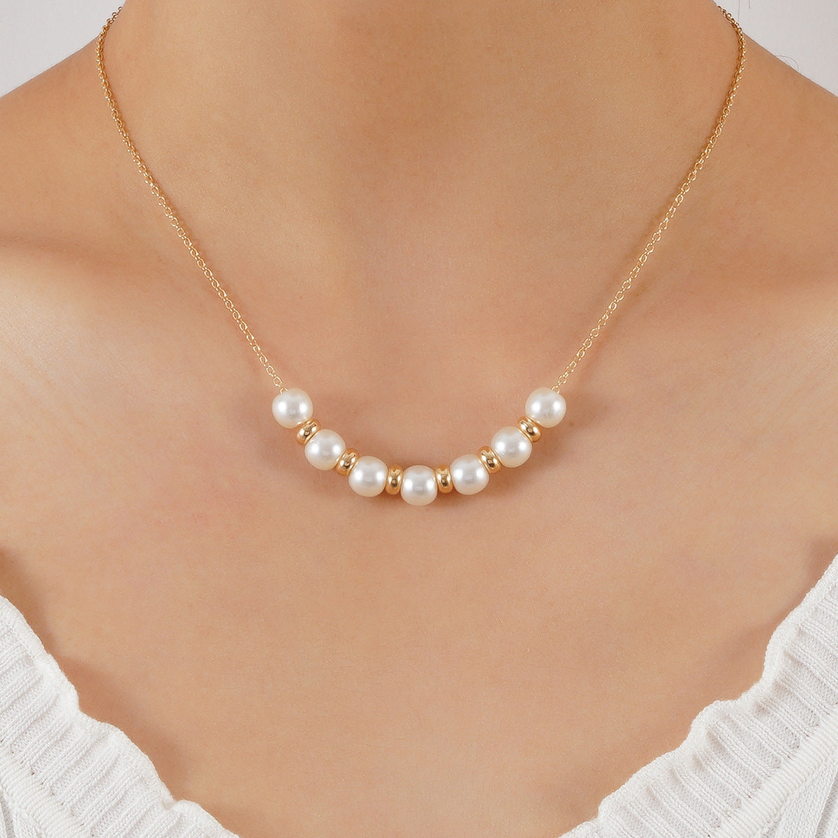 Thin Chain Pearl Necklace