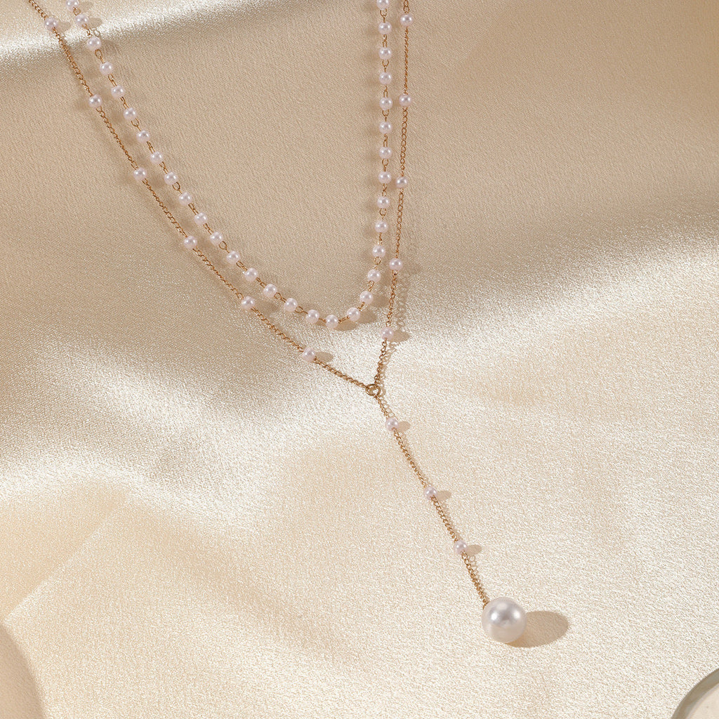 New Pearl Necklace Tassel Layered Necklace