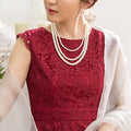 Multi-layer beaded long pearl necklace