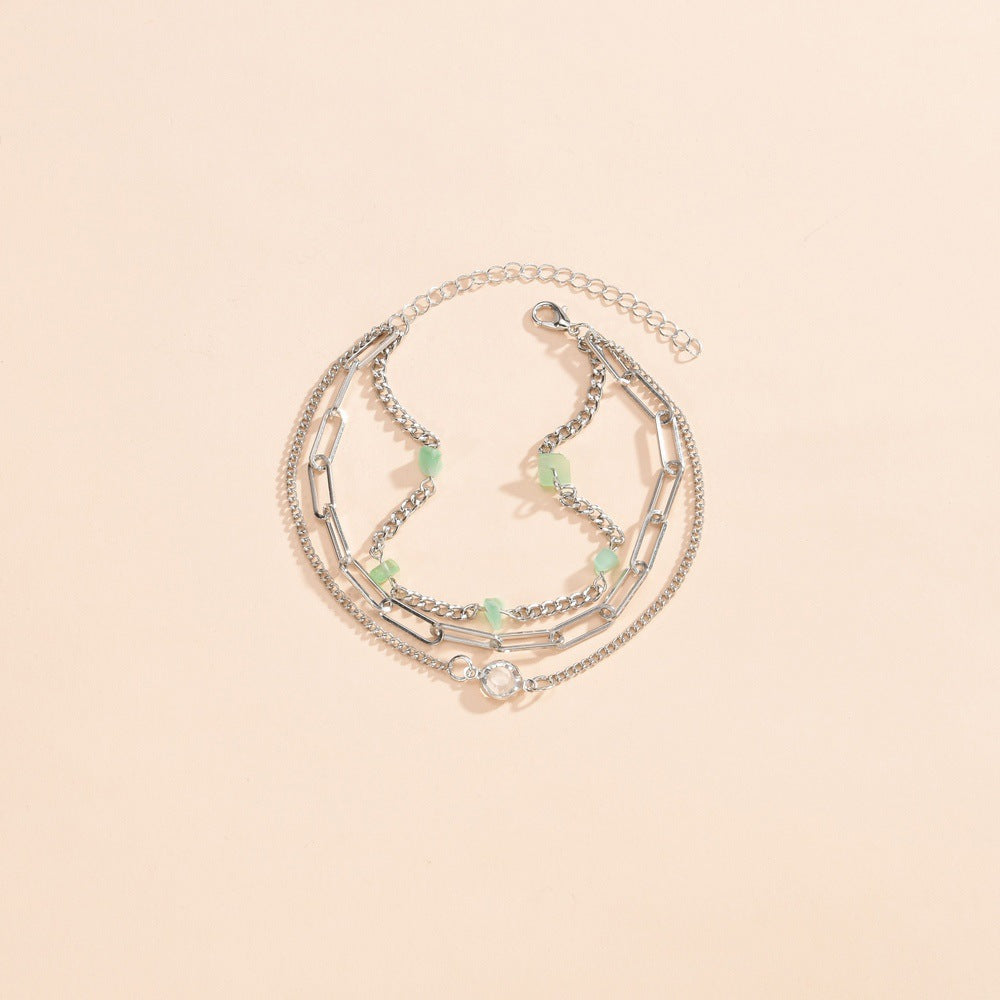 Multi-Layered Nature Stone Anklet Jewelry