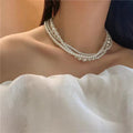 Twisted Multi-Strand Simulated Pearl Glass Bead Statement Necklace