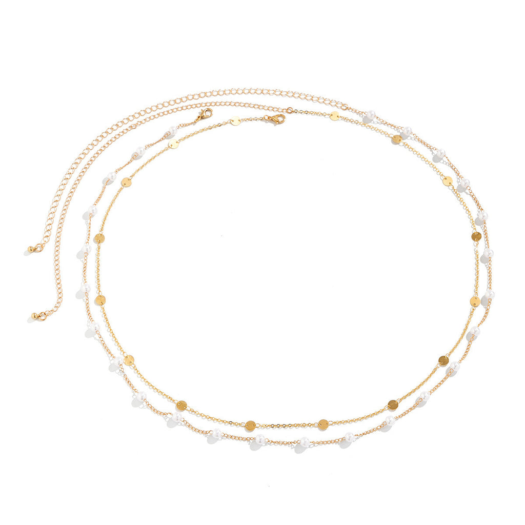 Metallic Sequin Silver Belly Waist Chain