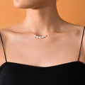 Oval Glass Pearl Chain Necklace