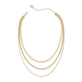 Chain Choker Necklace Gold Silver Plated Three Link Chains Layer Jewelry
