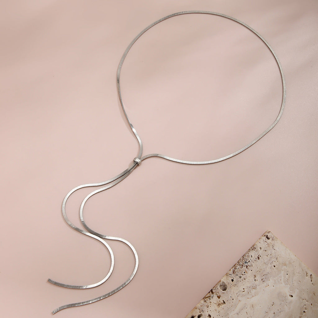 Long Snake Bone Chain Necklace