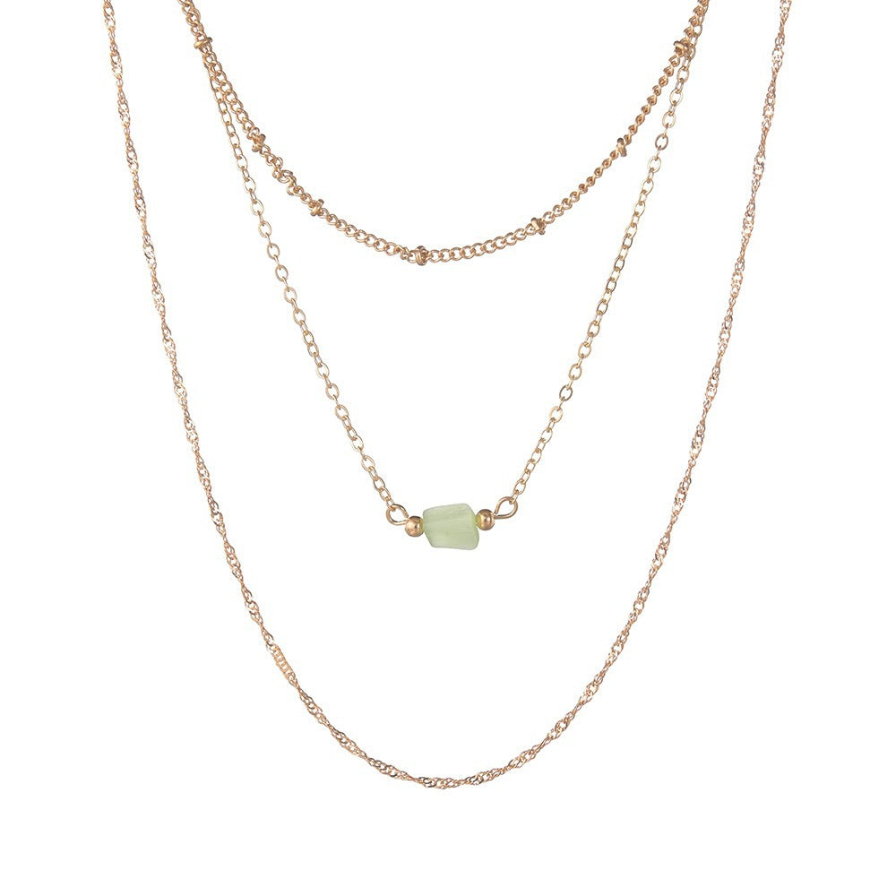Multi Layer Gemstone Chain Necklace for Women