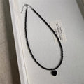 White Heart Pendant Pearl Beaded Necklace for Women