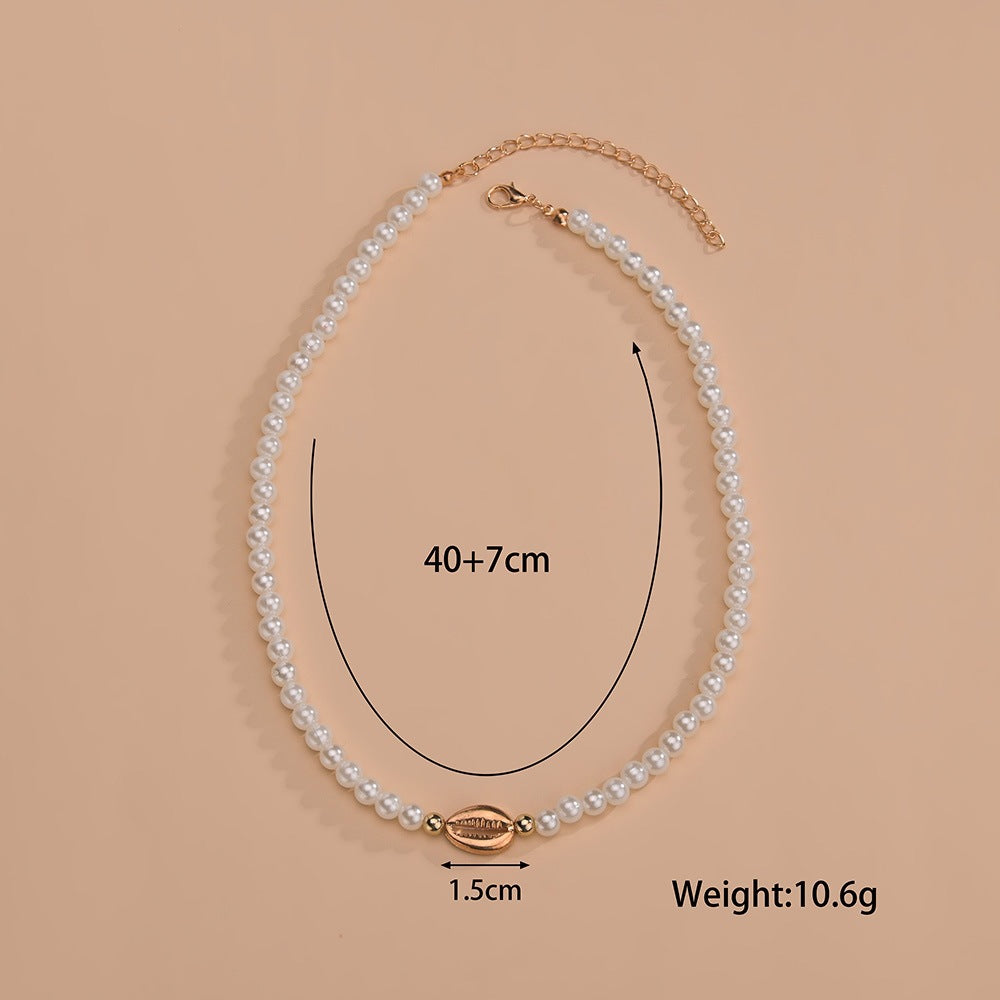 Shell Shape Pearl Choker Necklaces