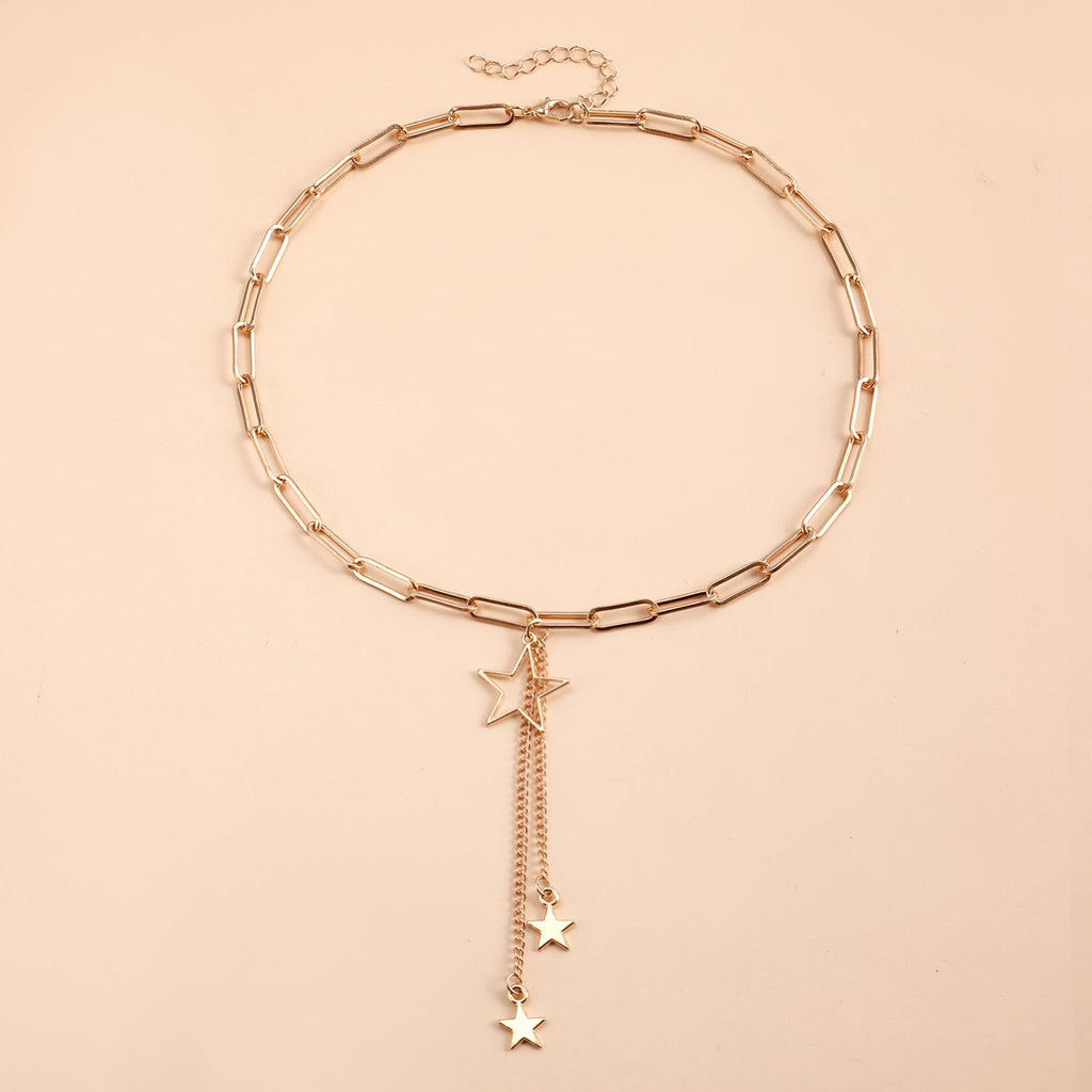 Star Paperclip Chain Pendant Necklace