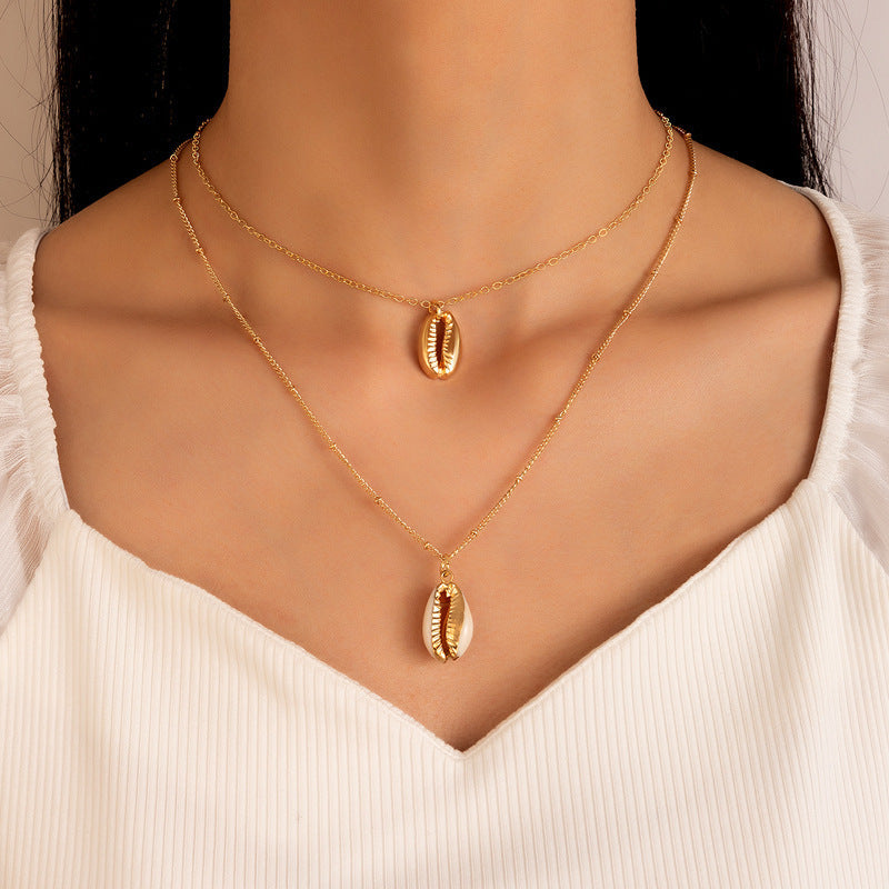 Gold Plated Sea Shell Pendant Necklace