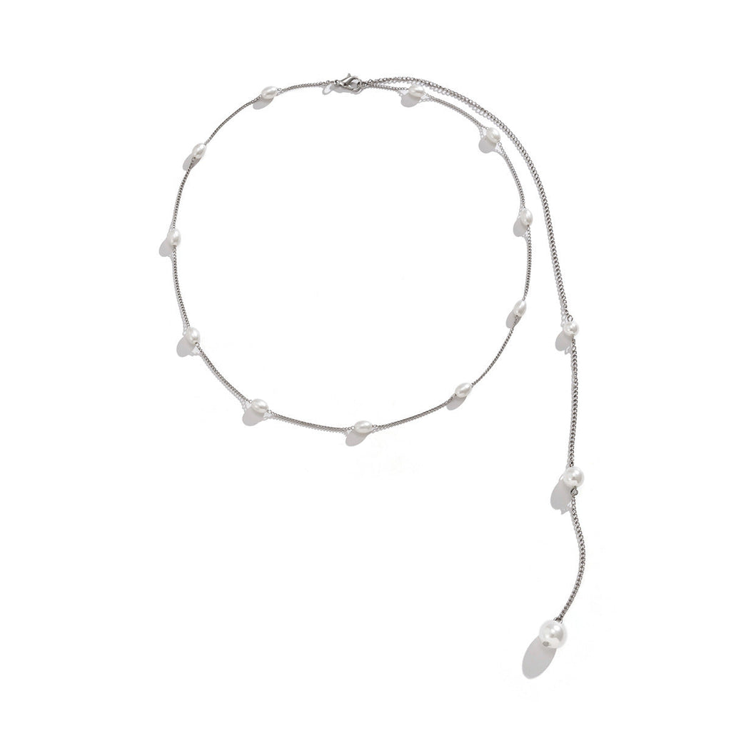 Long Tassel Back Chain Baroque Pearl Bead Necklace