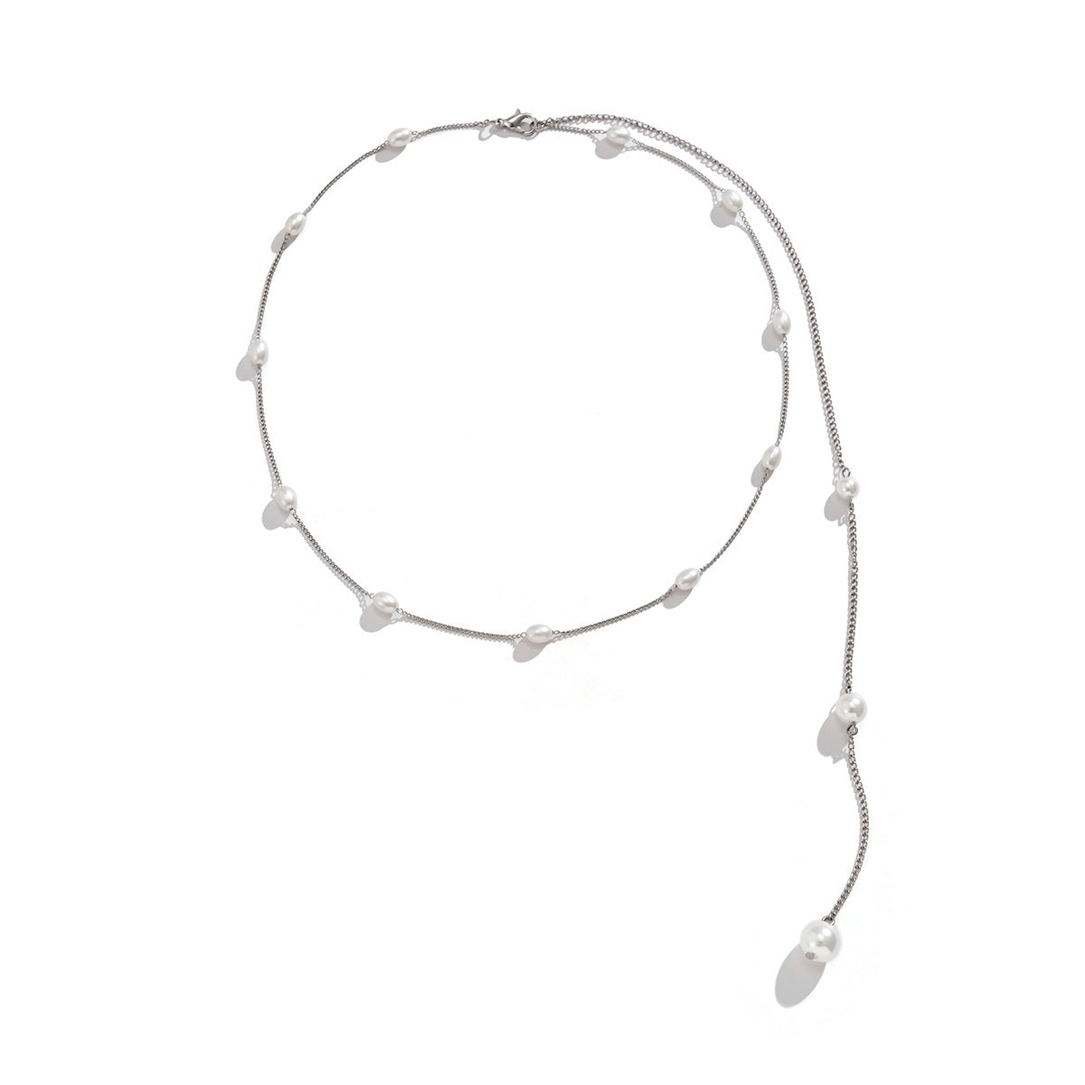 Long Tassel Back Chain Baroque Pearl Bead Necklace